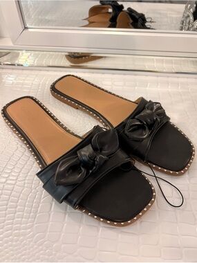 Black Bow Slide Sandals Size 10 - Women's Casual Slides